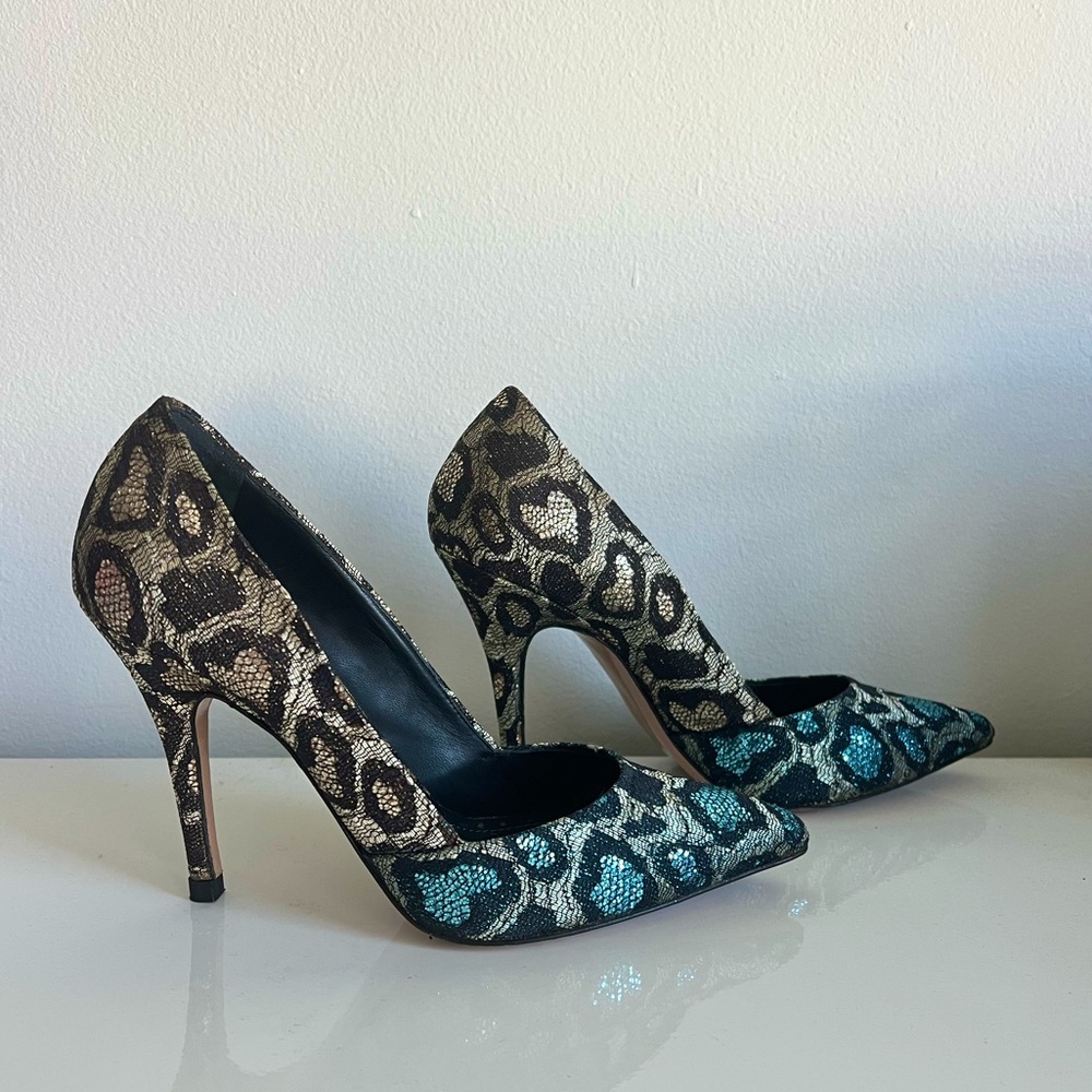 Jean-Michel Cazabat Erika Leopard Print Shimmery Pumps Size 36